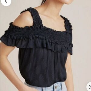 Anthropologie Patterned Off The Shoulder Blouse Top